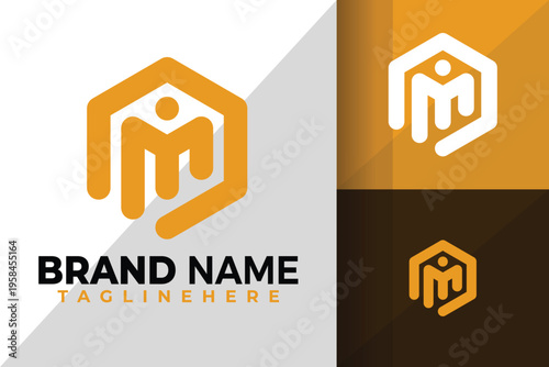 Letter M Hexagon Logo Logos Design Element Stock Vector Illustration