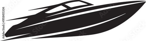 Black speedboat vector icon