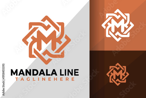 Letter M Mandala Line Logo Logos Design Element Stock Vector Illustration