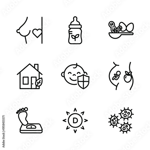 Set of Icons Representing Health and Family Life.