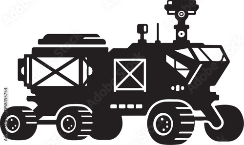 Black vector robot icon for website, banner, or presentation