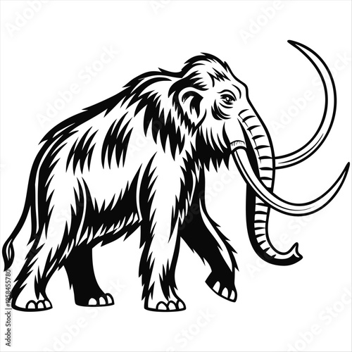 Photos woolly mammoth prehistoric animal monochrome vector illustration
