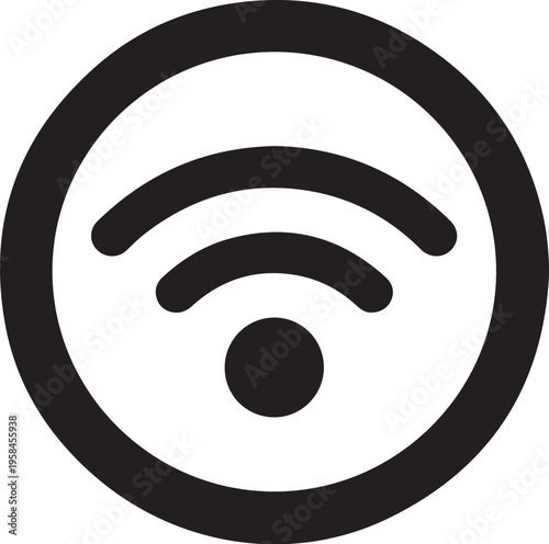 WiFi symbol, wireless internet icon, network connection sign, black vector logo