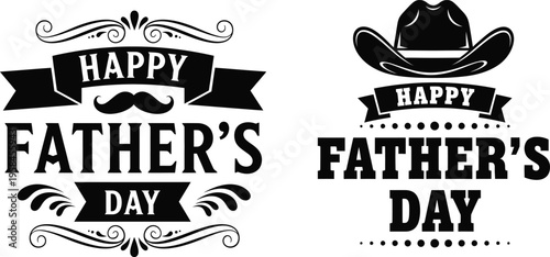 Happy father's day greeting cards with cowboy hat and mustache decorations