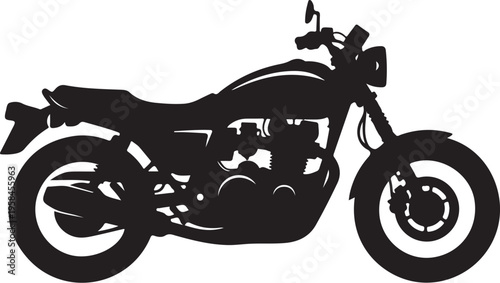 Black motorcycle silhouette, vector bike icon, motorcycle graphic, transportation symbol