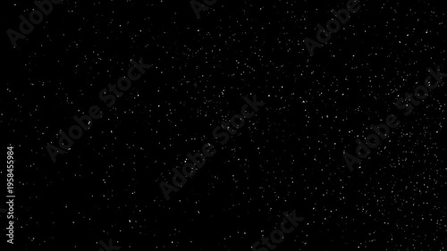 Natural Organic Dust Particles Floating On Black Background. Dynamic Dust Particles Randomly Float In Space. Shimmering Glittering Dust Particles With Bokeh. Slow motion on Black Background.