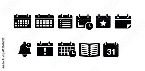 Collection of calendar and planning icons for scheduling and organization