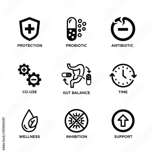 Set of Icons Representing Health and Medical Concepts.