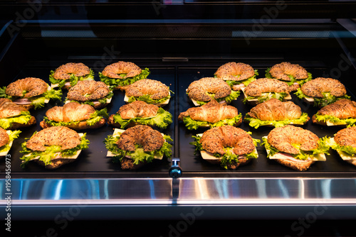 sandwiches on display in a store