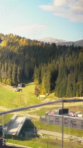 Chill and relax in a hotel room with a balcony and mountain views. A beautiful, quiet, and peaceful natural atmosphere for a vacation or retreat. A journey to recharge.