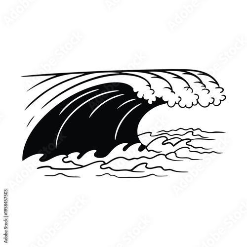 Vector black wave icon for web and design projects