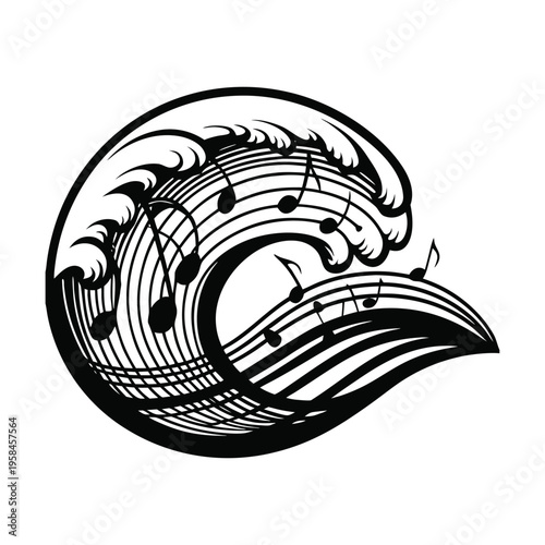 Vector wave music note illustration