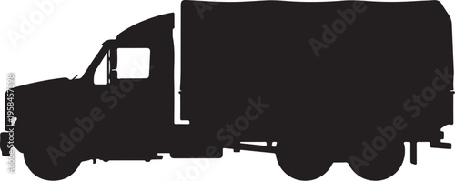 Vector black delivery truck silhouette icon