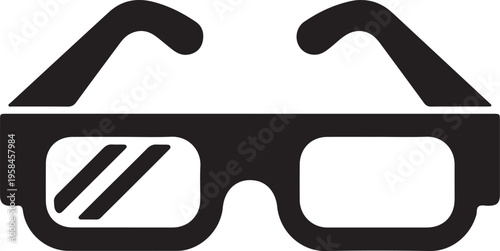 3D Glasses Icon Silhouette Isolated on Transparent Background Cinema Movie Vector