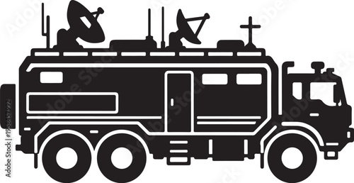Vector illustration of a black emergency response truck