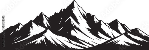 Mountain Range Silhouette Landscape Isolated on Transparent Background Nature Adventure Vector