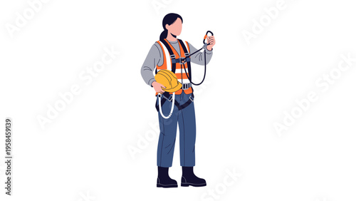 Safety First: A diligent construction worker stands prepared in safety gear, exemplifying a commitment to workplace safety.