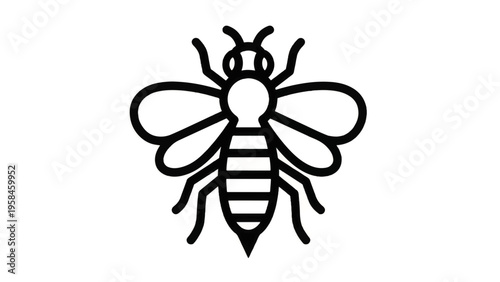 Simple Black and White Bee Illustration 2.