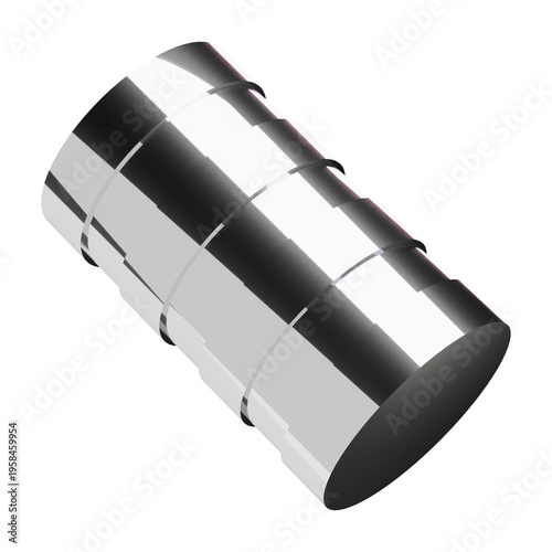 Shining Cylinder of Technology: This image showcases a sleek, metallic cylinder, its polished surface reflecting light, embodying modern design and industrial precision.