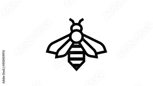 Simple Black and White Bee Illustration.