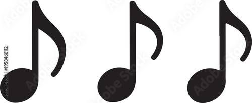 Musical Notes and Treble Clef Symbols Set Isolated on Transparent Background Music Icon Vector