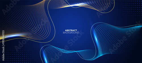 Abstract blue background with flowing lines. Shiny moving lines design element. Modern blue and luxury flowing wave lines. Technology concept.