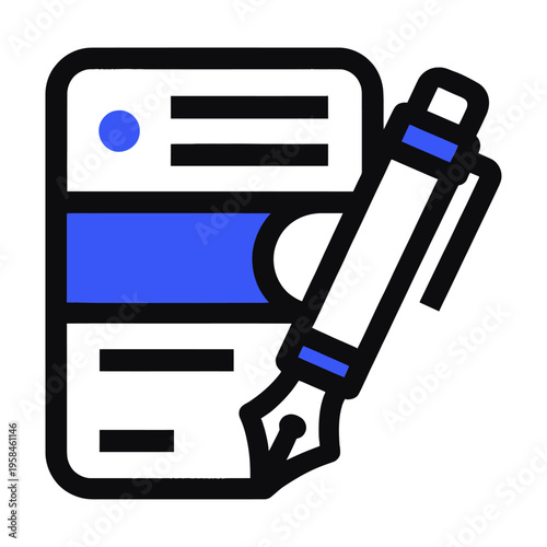 Vector of a notebook with a pen resting on top of it