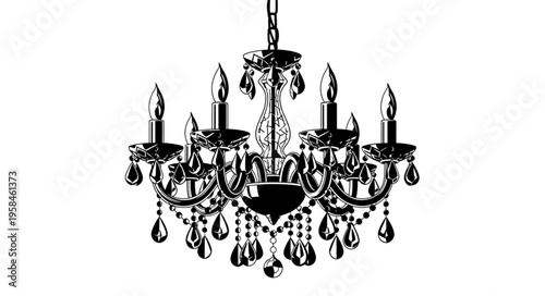 Elegant Chandelier with Intricate Crystal Detailing and Candle-Style Lights.