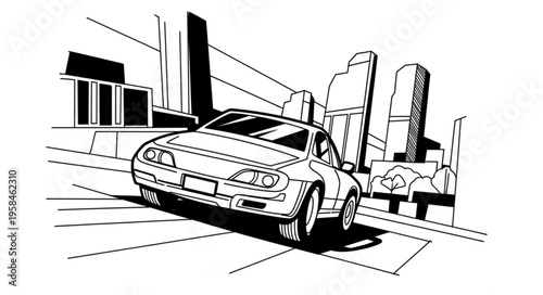Sleek Car Illustration - A Modern Vehicle in Motion.