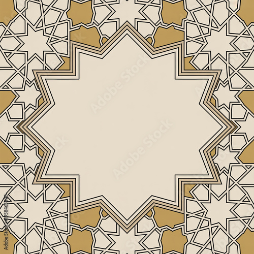 Intricate beige and dark brown islamic geometric star pattern islamic pattern beige background