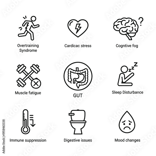 Set of Icons Representing Health Issues and Symptoms.