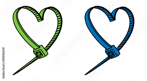 Heart Shape Sewing Needle Love Icons Vector