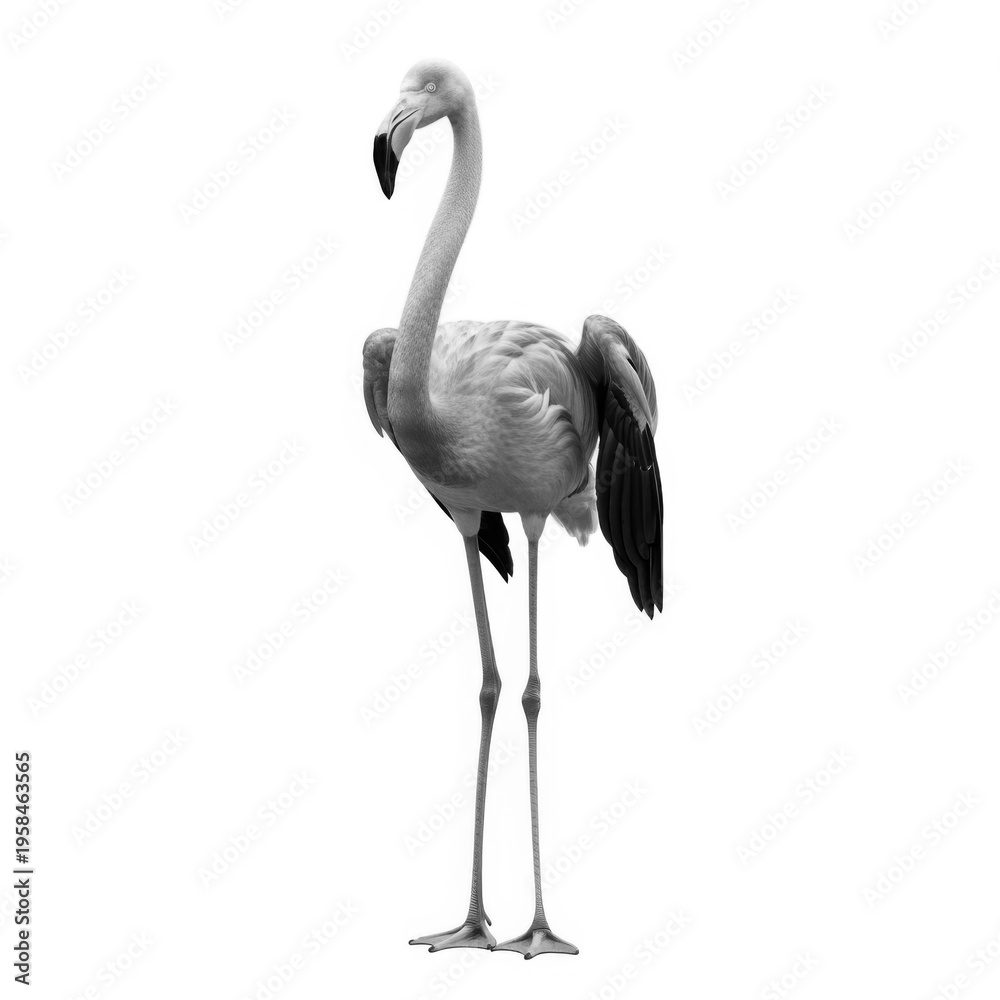 Obraz premium Graceful pink flamingo standing elegantly against a plain background