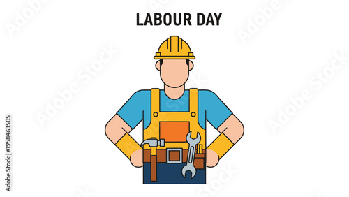 Labour Day Celebration: A graphic representation of a construction worker, paying tribute to the dedicated workforce, symbolizing the values of hard work and commitment.