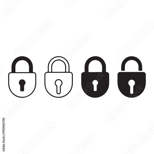 Padlock closed lock security symbol silhouette vector illustration for data protection and privacy concept
