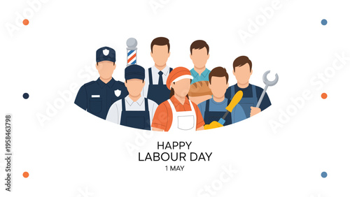 Labour Day: A Graphic Depiction of Unity and Service: A heartfelt illustration that celebrates the dedication of laborers across diverse professions.