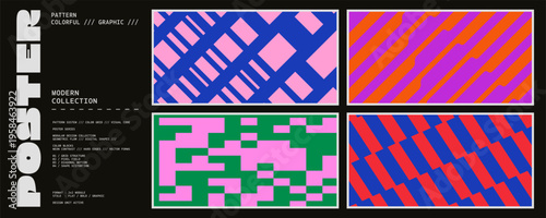 Geometric pattern bold for background cover abstract and modern shape graphic. Minimal design concept for music elements dynamic and neon stripes and pixel blocks