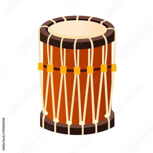 Traditional south indian chenda drum isolated on transparent background, culture and festival design element
