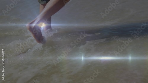 Animation of light spots over legs in water
