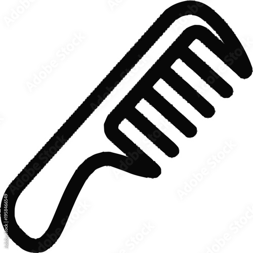 Stylized outline of a comb with teeth, representing hair care, grooming, styling, or hairdressing tool