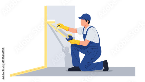 Painting the Frame: A professional painter, carefully applying a fresh coat of paint to a frame, creating a smooth, even finish, capturing the essence of home improvement and skilled labor.