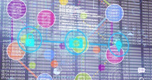 Animation of financial data processing over globe and financial data processing