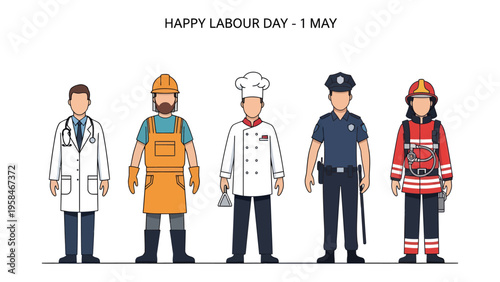 Happy Labor Day- A Tribute to the backbone of Society: A graphic display dedicated to the labor force, showcasing individuals representing the workforce across multiple disciplines.