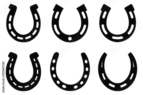 Horseshoe glyph icon set. 