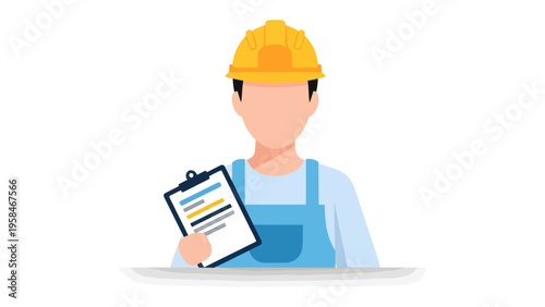 The Foreman: Depicted is a diligent foreman, holding a clipboard in his hands, wears a safety helmet, representing his professional dedication.