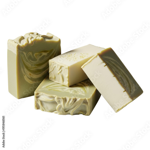 Handmade soap bars with marbled patterns