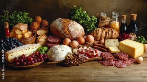 Variety of freshly prepared open faced sandwiches high resolution photo