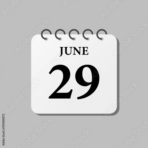 Icon page calendar day - 29 June