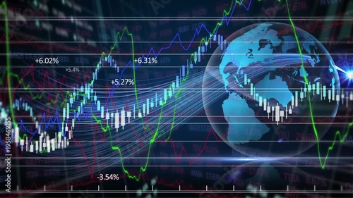 Alpha channel element of animation of data processing and graph with green background