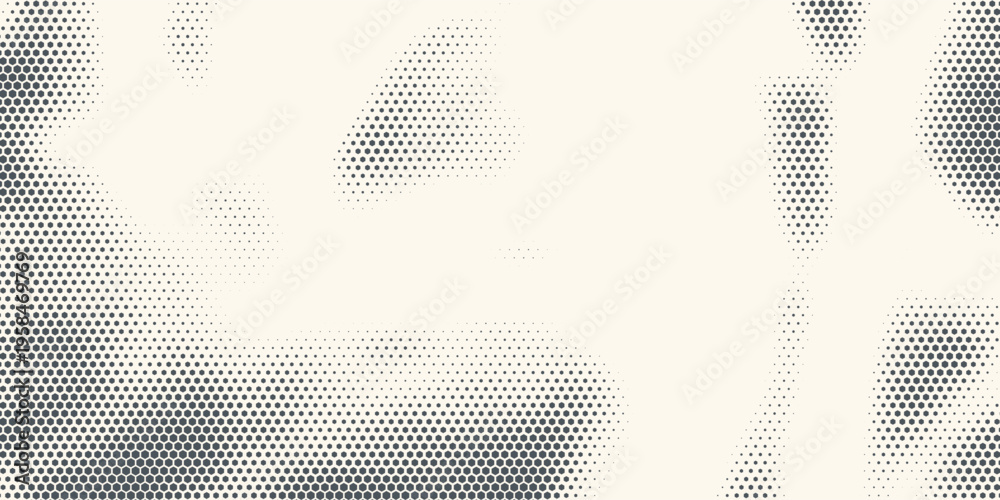 Fototapeta premium Hexagon Shapes Vector Abstract Geometric Technology Oscillation Wave Isolated on Light Background. Halftone Hex Retro Simple Pattern. Minimal 80s Style Dynamic Tech Wallpaper